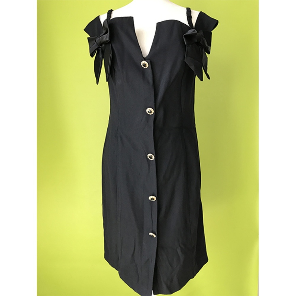 Pantagis VTG Y Neck Accent Shoulder Dress Sz 10